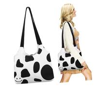 HEALEEP Women Canvas Tote Bag Large Cow Smile Face Pattern Casual Shoulder Handbag for Shopping Work with Inner Pocket Lightweight Reusable