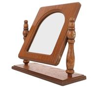 HEALEEP Wood Makeup Mirror with Stand Vintage French Style Rectangular Antique Vanity Mirror for Bedroom Dresser Desktop Wooden Frame