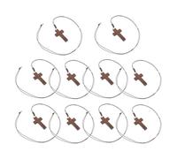 HEALEEP Wooden Cross Pendant Necklace with Timeless Faith Expression 10pcs for Men and Women, Hypoallergenic Wood Material Christian Christmas Jewelry and Christmas Party Favor Decoration