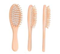 HEALEEP Wooden Handle Hair Brush with Natural Rubber Airbag Cushion Scalp Massage Comb for Shampooing and Relaxation in Bath and Spa, White Cushion Hair Massager