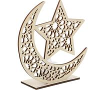 HEALEEP Wooden Moon LED Decoration Light for Living Room and Desktop, Golden Colour Button Battery, Creates Festive Eid Atmosphere, Lightweight and Delicate Design