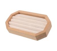 HEALEEP Wooden Ring and Earring Display Tray with Velvet Lining Multi Compartment Jewelry Organizer for Desktop Storage User Friendly Open Layout Versatile Ring Holder for Bedroom and