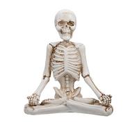 HEALEEP Yoga Skeleton Halloween Figurine Meditation Skeleton Statue Vintage White Retro Resin Decor Small Yoga Ornament Zen Buddha Sculpture