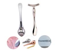 HEALEEP Zinc Alloy Eye Massage Stick with Double End Roller and Shaped Cream Scoop for Eye Cream Absorption and Puffiness Reduction Portable Skin Care Tool for Women Self Care