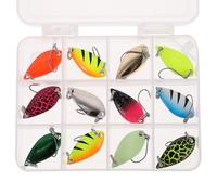 Healeved 1 Box of 12 Mini Fishing Spoons Lures Set with Stainless Steel Hooks Easy to Use Simulated Fishing Baits with Vivid Appearance Trout Bass Perch