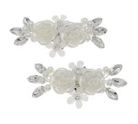 Healeved 1 Pair Bridal Shoe Clips Flower Shoe Clips Rhinestone Metal Comfortable Reusable Women Bride Prom Engagement Wedding Accessory