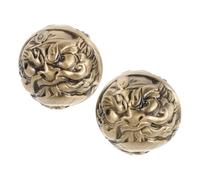 Healeved 1 Pair Chinese Baoding Balls Hand Massage Balls 38mm Embossed Brass Fitness Handballs for Hand Exercise Stress Relief