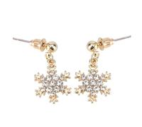 Healeved 1 Pair Christmas Crystal Earrings for Women, Gold Plated Alloy Drop Dangle Earrings with Sparkling Stones, Design for Dates and Masquerade