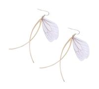 Healeved 1 Pair Creative Long Dangle Ear Drops with Pearl Decorative Earrings Lightweight Retro Butterfly Wing Design for Parties and Daily Wear Unique Chic Jewelry for Women