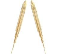Healeved 1 Pair Golden Alloy Tassel Drop Earrings for Women with Chic Design, Lightweight Non-piercing Clip-on Earrings for Birthday and Festival Gifts