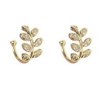 Healeved 1 Pair Golden Ear Bone Clips for Women No Pierced Earrings Comfortable Wearing Copper Zircon Adjustable Clip-on Earrings Suitable for Wedding Ceremony and Holiday