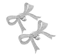 Healeved 1 Pair Removable Rhinestone Bowknot Shoe Clips for Heels, Silver Alloy Decorative Accessories with Style Flexibility and Resist Fading or Scratching, for Wedding and Party