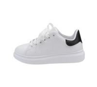 Healeved 1 Pair Thick Sole Sports Shoes for Students Casual Board Shoes with Breathable Upper Comfortable Running Sneakers for Long Walks Durable PU and Mesh Material Heightening Design White