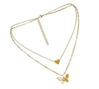 Healeved 1 PC Three Heart Pendant Necklace Double Layer Choker Jewelry for Women Elegant Neck Chain Accessory for Parties Birthdays and Special Occasions
