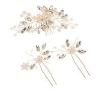 Healeved 1 set Bridal Wedding Hair Accessories Set Decorative Hair Combs with Pearl Headpieces and Hairpins Elegant Gold Hairpins for Bride Special Day Unique Floral Design for Stunning