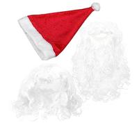 Healeved 1 Set Santa Claus Wig Kit Complete Dress Up with Beard Hat and Belt for Christmas Parties Durable Non Woven Cloth Santa Supplies for Holiday Cheer