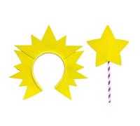 Healeved 1 Set Sun Headband and Star Wand Set - Princess Dress Up Kit for Cosplay and Themed Parties - Ideal for Christmas Halloween Proms Music Festival Fairy Costumes