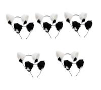Healeved 10 pcs Cat Ear Headband Lightweight Cloth Cosplay Accessories for Women and Halloween Christmas Party Costume Hairbands in Classic Black and White Design