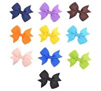 Healeved 10 Pcs Fabric Bow Hair Clips and Non-slip Design for Fixing Loose Hair Suitable for Parties and Appointments Little Girl Random Color