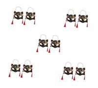 Healeved 10 pcs Japanese Fox Mask Half Face Traditional Cherry Blossom Design Cosplay Party Mask for Masquerade Halloween Theatrical Performance