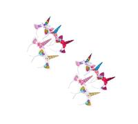 Healeved 10 PCS Unicorn Hairband with Paillette Ears and Floral Decoration Lightweight Comfortable Party Headbands for Birthday Carnival Halloween Easter Yellow Blue Colorful Pink Rosy