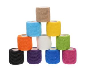 Healeved 10 Rolls Self Adhesive Pet Lightweight Waterproof Polyester Sports Wrap for Bandaging and Manual Operation with Assorted Colours Random Color