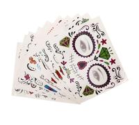 Healeved 10 Sheets Halloween Skull Face Stickers, Skin-safe Water Transfer Temporary Tattoos with Unique Design, Easy to Remove Party Sticker Accessory for Halloween and