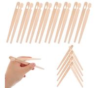 Healeved 100 Pairs Wooden Pastry Tongs Chopstick Helper Clips for Beginners Disposable Training Chopstick Tweezers OPP Packaging, Suitable and Adults Buffet Use