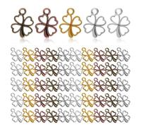 Healeved 100 Pcs Four Leaf Pendant Charms Alloy Set, Mixed Antique Silver, Bronze, Gold, Copper Colors, Small Lucky Craft Charms for Jewelry Making, Women’s Keychain Accessories