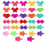 Healeved 100pcs Cartoon Mini Hair Clips Set for - Plastic Love Heart, Butterfly, Flower Bow Side Barrettes, Decorative Hairpins for Everyday Styling Random Color