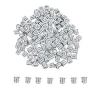 Healeved 100Pcs M4X10 Carbon Steel Hex Socket Threaded Inserts for Wood Furniture Screw-In Bolt Connectors for Cabinet Assembly and Renovation