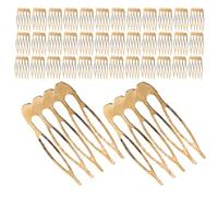 Healeved 100pcs Teeth Blank Side Hair Combs DIY Metal Wire Plain Slide Combs for Crafting Women Wedding Bridal Veil Decorative Crowns Headpiece French Twist Clip