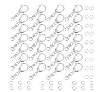 Healeved 100Pcs Zinc Alloy Swivel Snap Hooks Key Chain Clasps with Spring Clip, Silver Metal C-Shaped Lobster Clasps for Keyrings, Lanyards, and DIY Crafting Accessories
