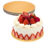Healeved 10pcs 10-inch Round Paper Cake Boards Corrugated Cardboard Cake Base Boards Disposable Gold Drums for Baking and Decorating at Parties and Events