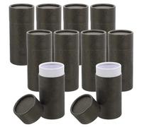 Healeved 10pcs 50ml Black Gold Round Cardboard Paper Tubes with Lids, Small Kraft Paper Tube Packaging Boxes for Essential Oil, Lip Balm, and Skincare Storage