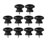 Healeved 10Pcs Black 33Mm Solid Wood Round Drawer Knobs Single Hole Cabinet Pulls for Dressers Wardrobes Kitchen Furniture Handles