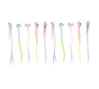 Healeved 10pcs Cartoon Wig Hairpin Boys and Girls Hair Extensions Rainbow Hair Accessories Glitter