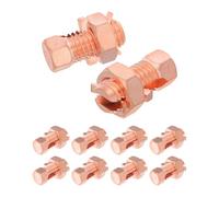 Healeved 10pcs Copper Tj-10 Split Bolt Wire Connector Grounding Split Bolt Connector with Open Slot Cable Clamp, Wear-resistant and Enhanced Safety for Electrical Wire Splice and Antenna