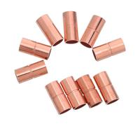 Healeved 10pcs Copper Welding Coupling Straight Pipe Fitting with Groove Stop Device, 6.35mm Inner Diameter × 0.8mm Wall Thickness, Air Conditioning and Plumbing Tube Connector
