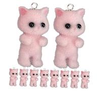 Healeved 10pcs Flocking Cat Charms Jewelry Making Kit Small Pendants for DIY Necklaces Keychains Earrings Crafts Adorable present for All Ages