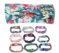 Healeved 10pcs Floral Head Bands Polyester Knotted Sweat-absorbing Headband, Flexible Wide Hair Wrap for Women, Yoga the Gym, Leisure Use