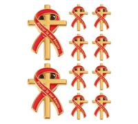 Healeved 10pcs Funeral Favor Christian Cross Ribbon Memorial Pins Red - Catholic Lapel Brooch Badge Boutonniere for Guests Religious Remembrance Wedding