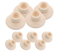 Healeved 10pcs Handcrafted Wooden Tea Light Candle Holders, Unfinished Natural Wood Log Candlestick Bases 28x60mm, Rustic Wood Pedestal Stands for Table Decor and Candle Display