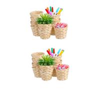 Healeved 10Pcs Handmade Bamboo Woven Storage Baskets Large Desktop Fruit Holder Mini Indoor Decorative Basket Set for Home Organization and Plant Display