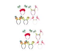 Healeved 10pcs Hawaiian Themed Headbands Tropical Plants Pineapple and Flamingo Designs Fun Party Accessories for Luau Pool and Events