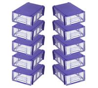 Healeved 10pcs Plastic Drawer Storage Box with Removable Dividers and Label Paper, Blue Stackable Organizer for Workshop Storage and Office Supplies, Easy Sorting and Identification