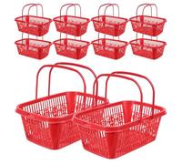 Healeved 10pcs Red Small Square Plastic Fruit Picking Baskets 1Kg Capacity Handheld Berry Harvest Bins for Garden Vegetable Fruit Storage and Picking