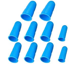 Healeved 10pcs Silicone Finger Sleeve Fingertip Protective Covers Reusable Non-Slip Thermal Insulation Elastic Material for Electronic Repair and Decals