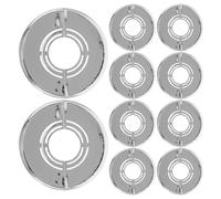 Healeved 10Pcs Silver Pipe Wall Covers Set 10Mm Raised Split Flange Decorative Covers for Shower Taps Bathroom Shower Pipe Collars for Wall Hole Hole