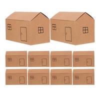 Healeved 10Pcs Small House Shaped Boxes for Party Sweets Packaging, 11.4X6.5X6Cm Kraft Candy Goodie Holders for Cookies and Baking Treats